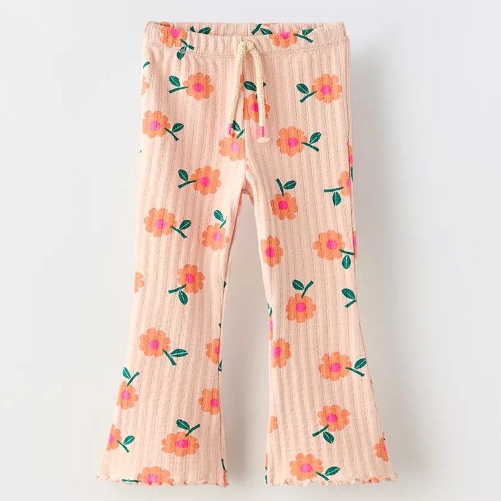 NWOT Zara Floral Drop Stitch Flare Legging toddler girls size 3